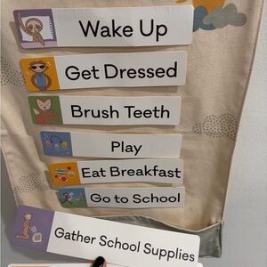 Kids Morning Routine Pocket Chart Cards - Purple & Multicolor